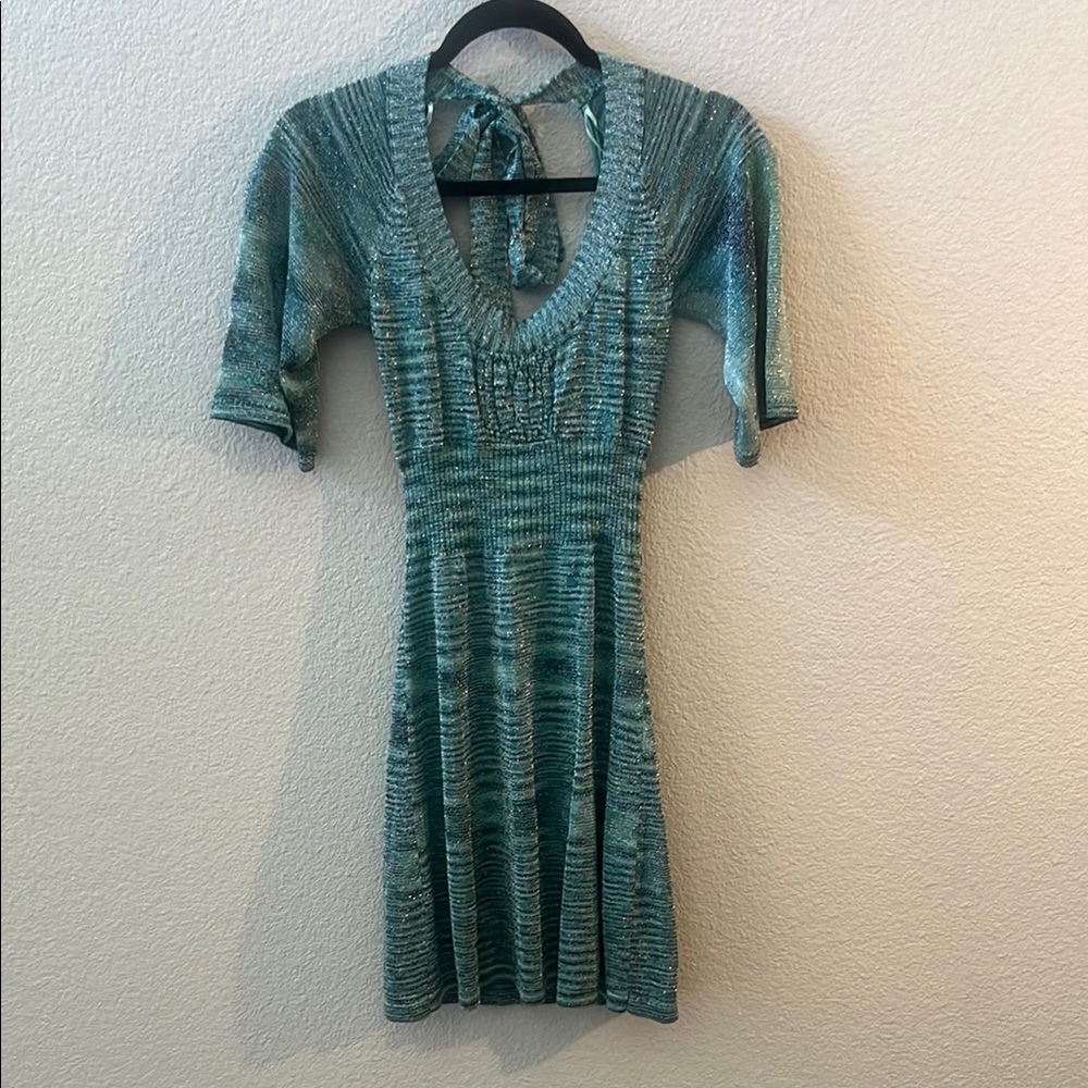 Guess Green Sheath Dress 3/4 Sleeve Scoop Neck